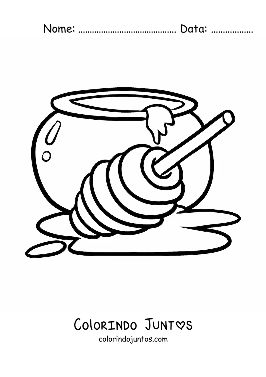 Desenho para colorir de um recipiente com mel