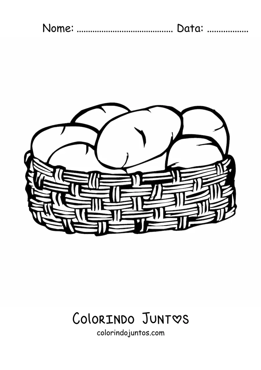 Desenho para colorir de uma cesta com batatas