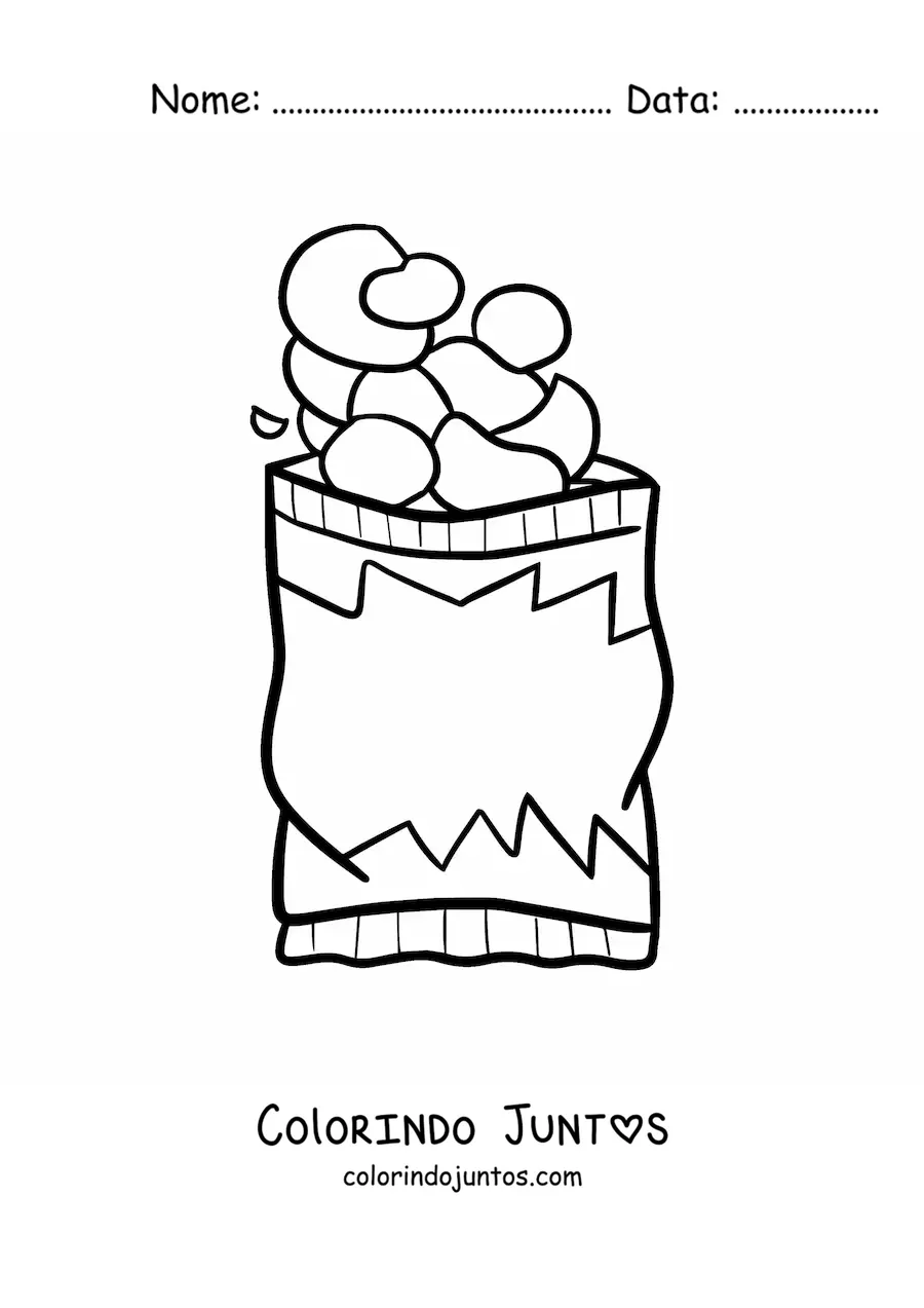 Desenho para colorir de um saco de batatas chips