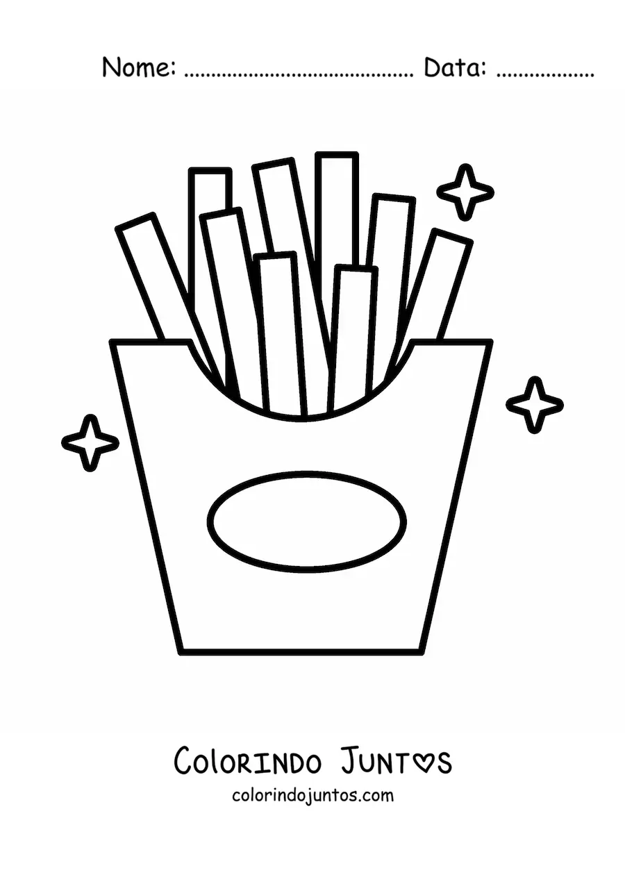 Desenho para colorir de uma porção de batatas fritas