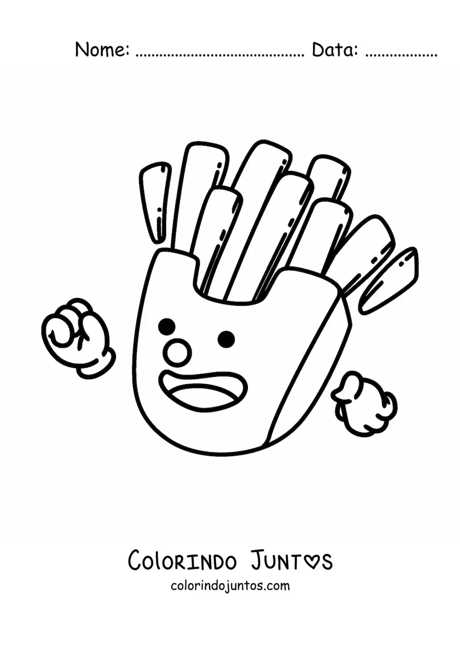 Desenho para colorir de batatas fritas animadas