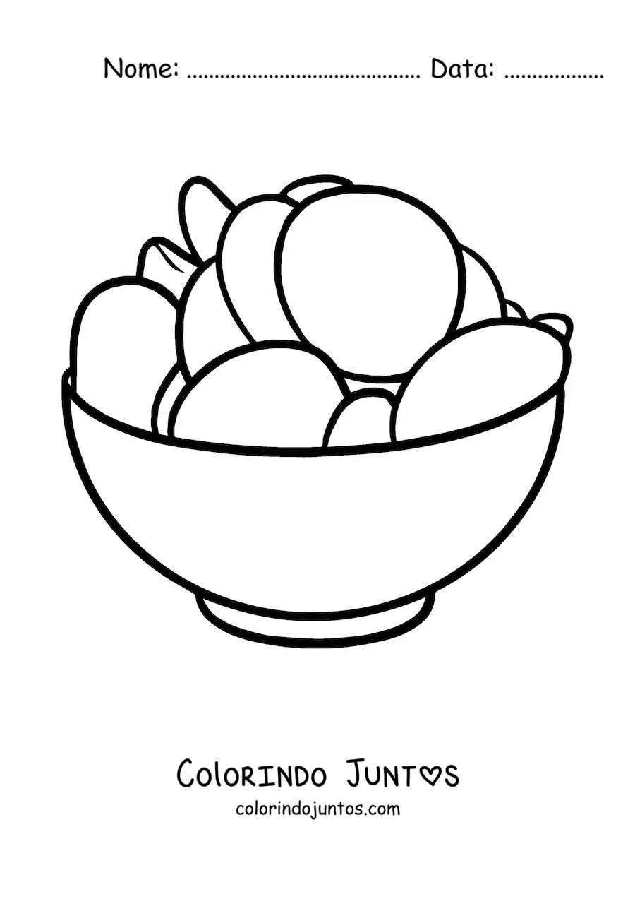 Desenho para colorir de um recipiente com batatas chips