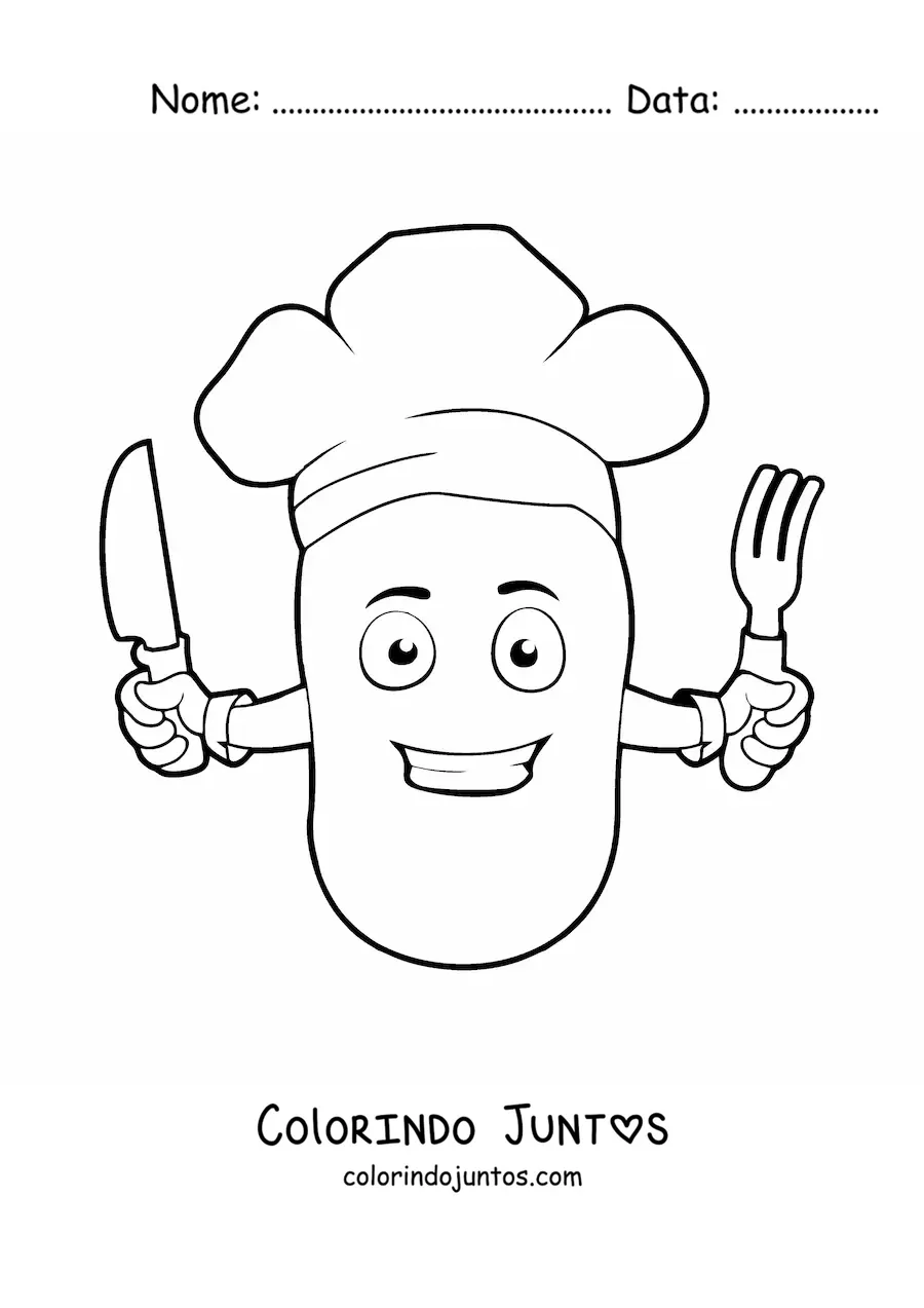 Desenho para colorir de uma batata chef animada