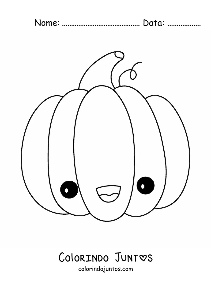 Desenho para colorir de uma abóbora kawaii feliz