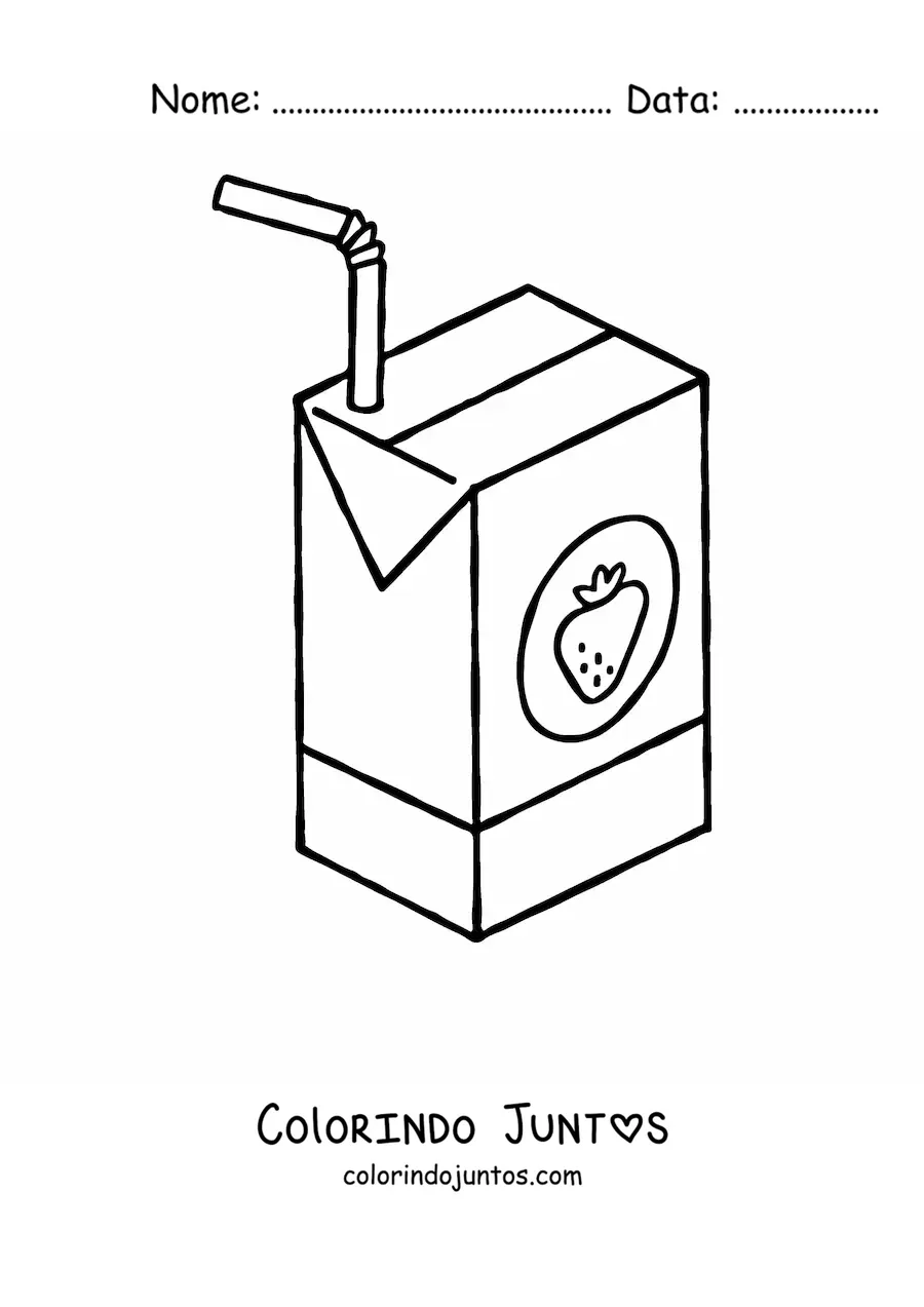 Desenho para colorir de um copo de suco de morango