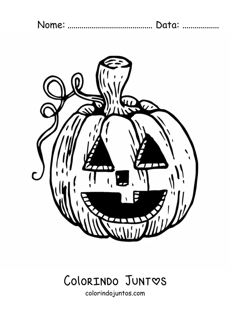 Desenho para colorir de uma abóbora com um rosto esculpido
