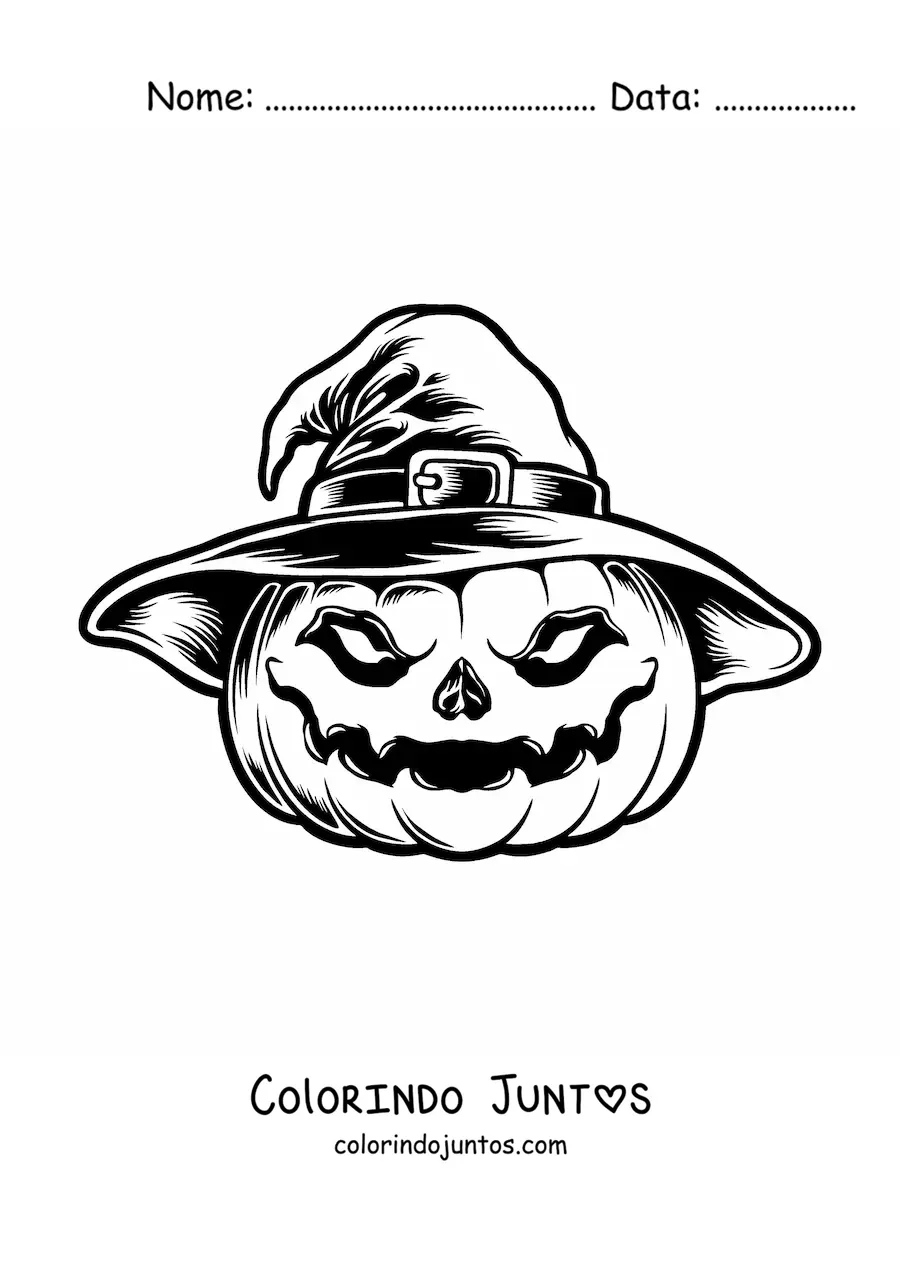 Desenho para colorir de uma abóbora de terror