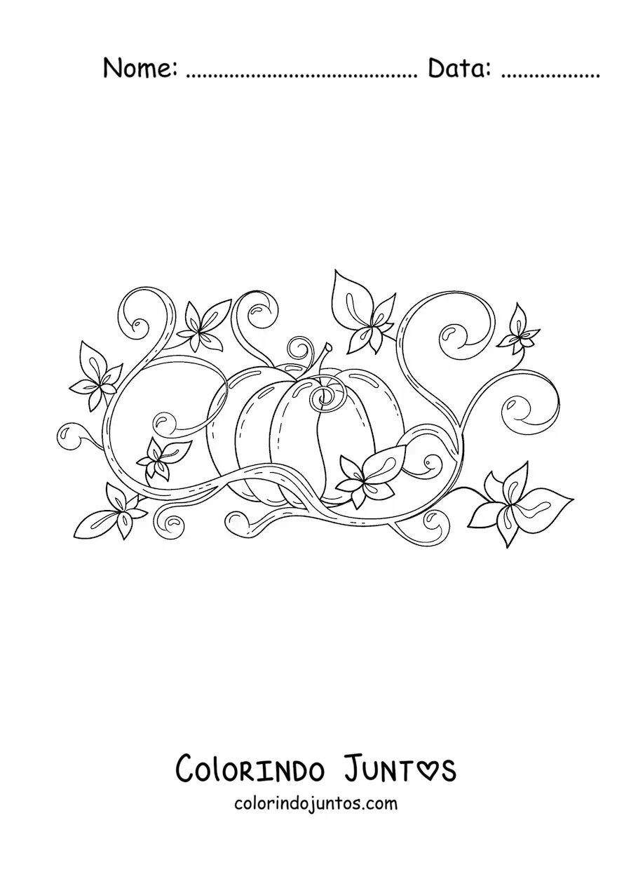 Desenho para colorir de um cultivo de abóbora