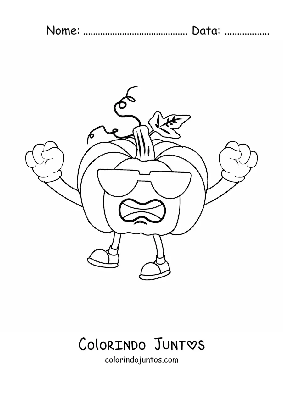 Desenho para colorir de uma abóbora animada