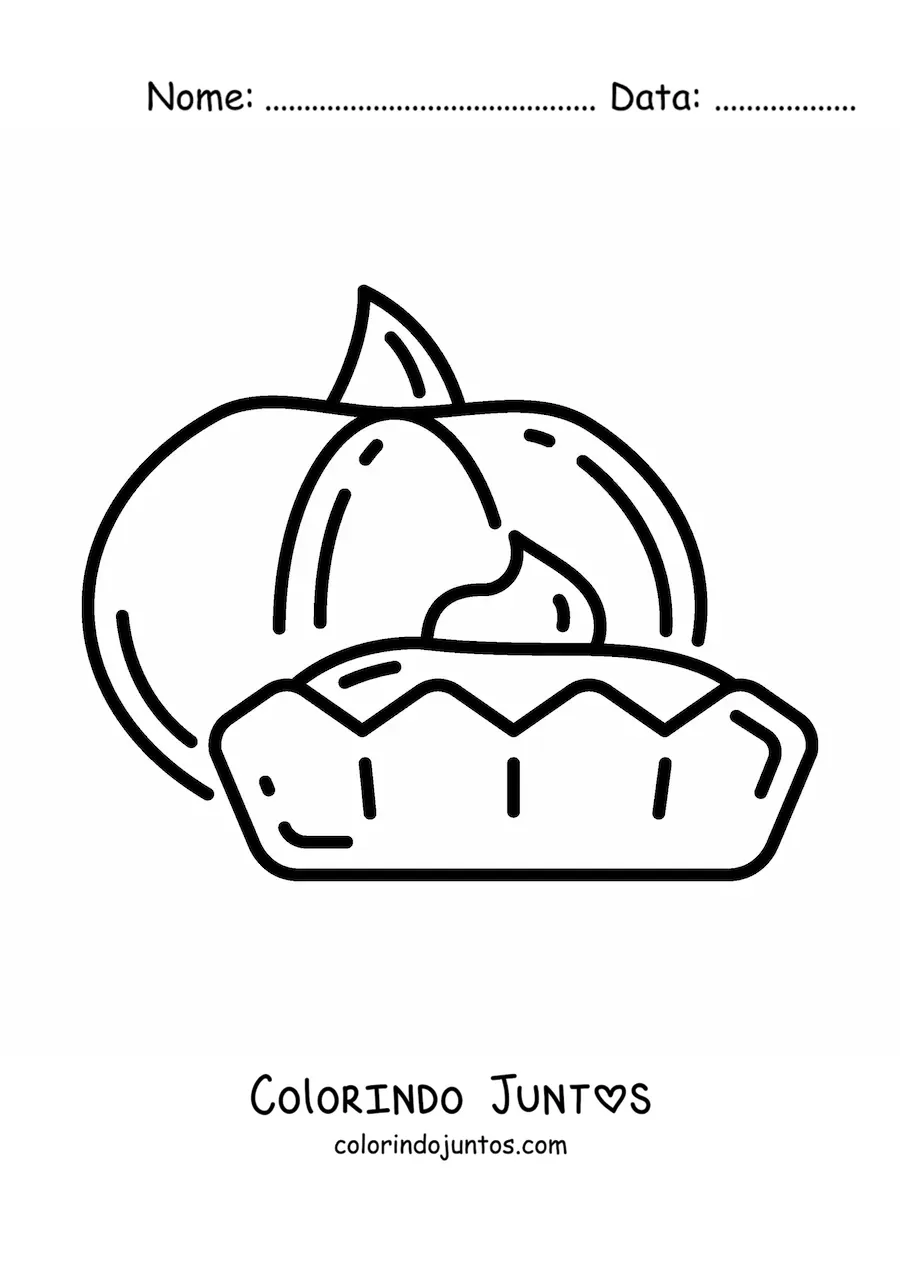 Desenho para colorir de uma torta de abóbora