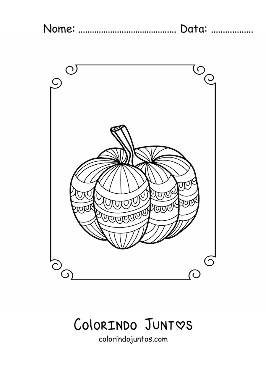 Desenho para colorir de uma mandala de abóbora