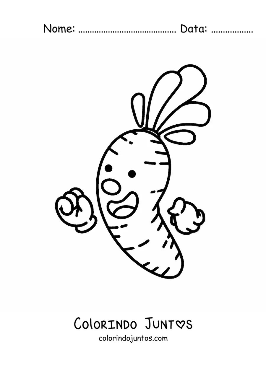 Desenho para colorir de uma cenoura em estilo cartoon