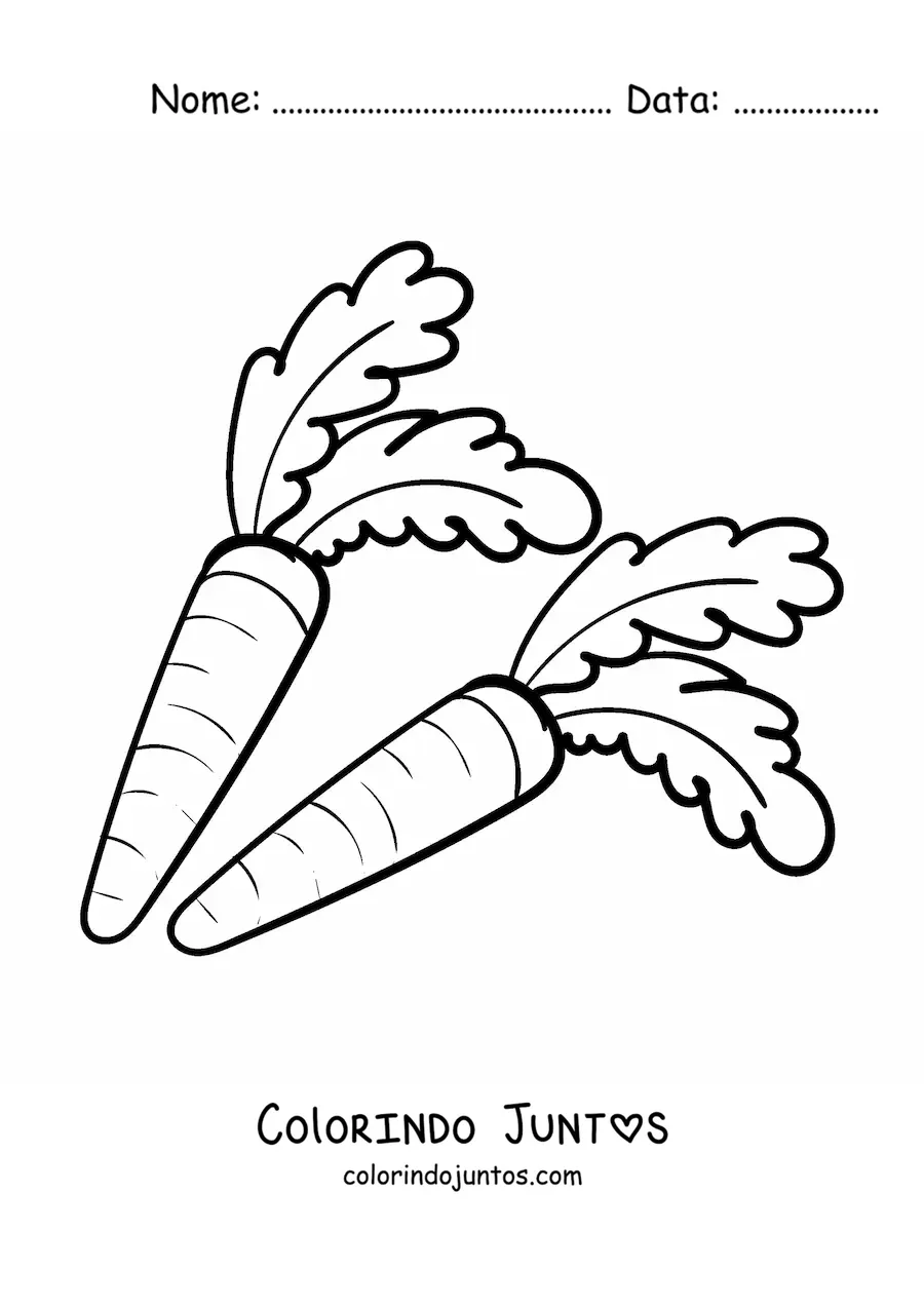 Desenho para colorir de duas cenouras com folhas