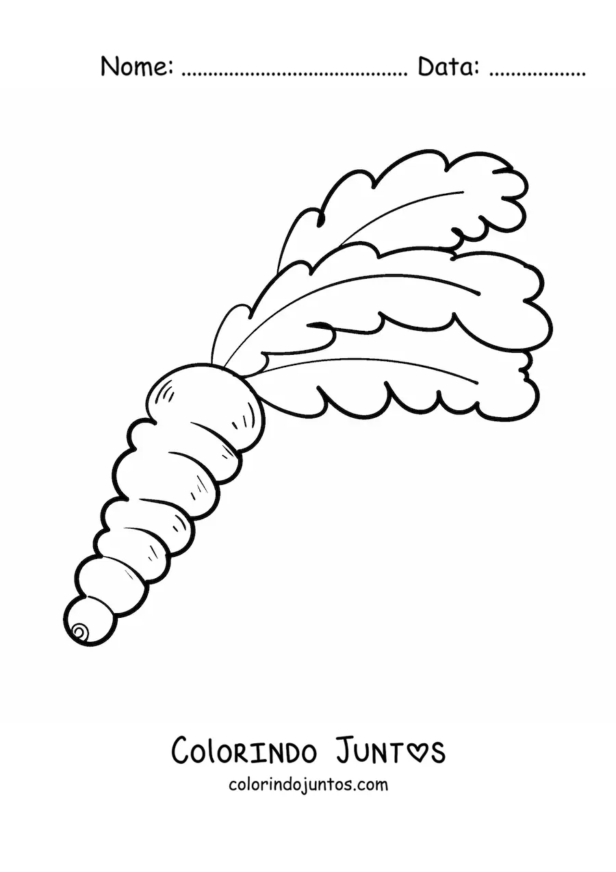 Desenho para colorir de uma cenoura com folhas frondosas