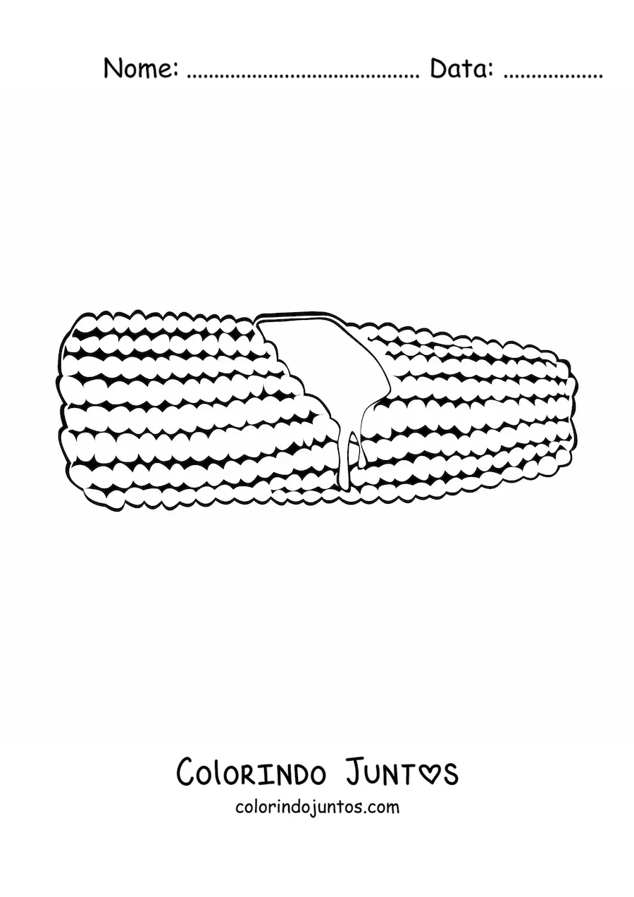 Desenho para colorir de uma espiga de milho com manteiga