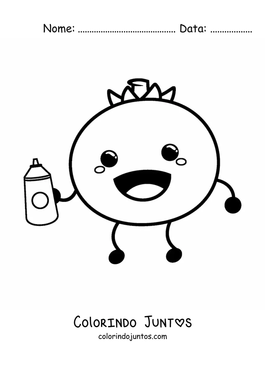 Desenho para colorir de um tomate em estilo cartoon