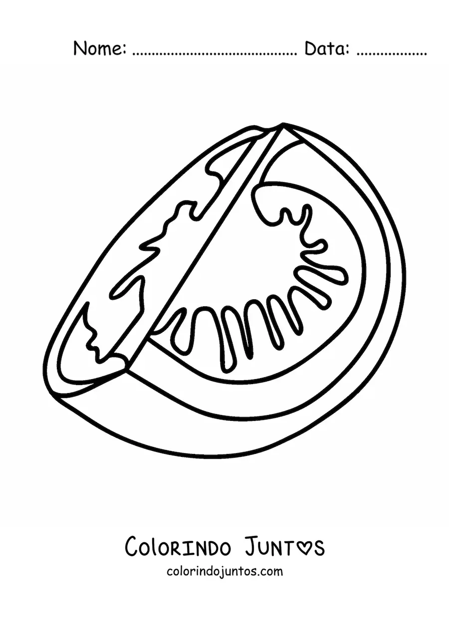 Desenho para colorir de um pedaço de tomate