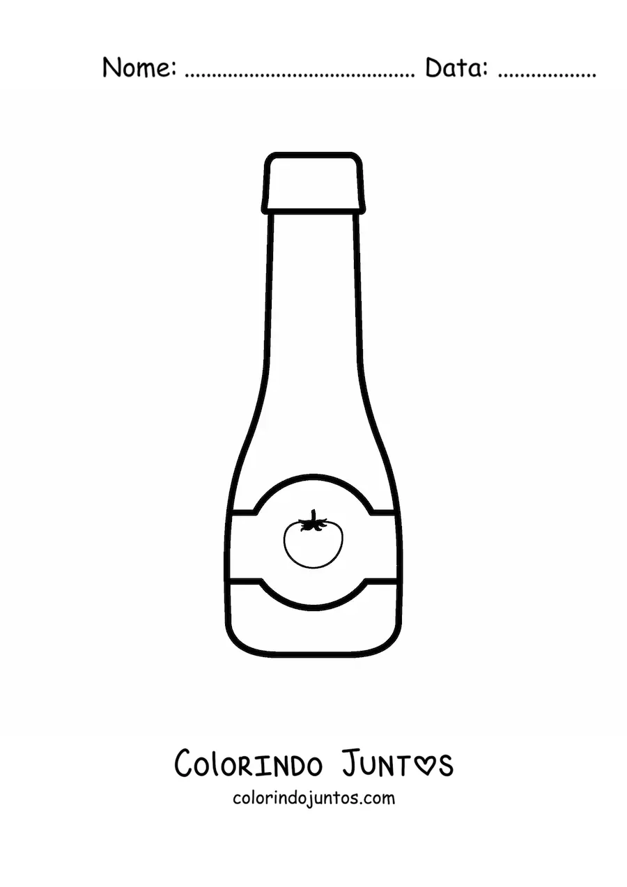 Desenho para colorir de uma garrafa de molho de tomate