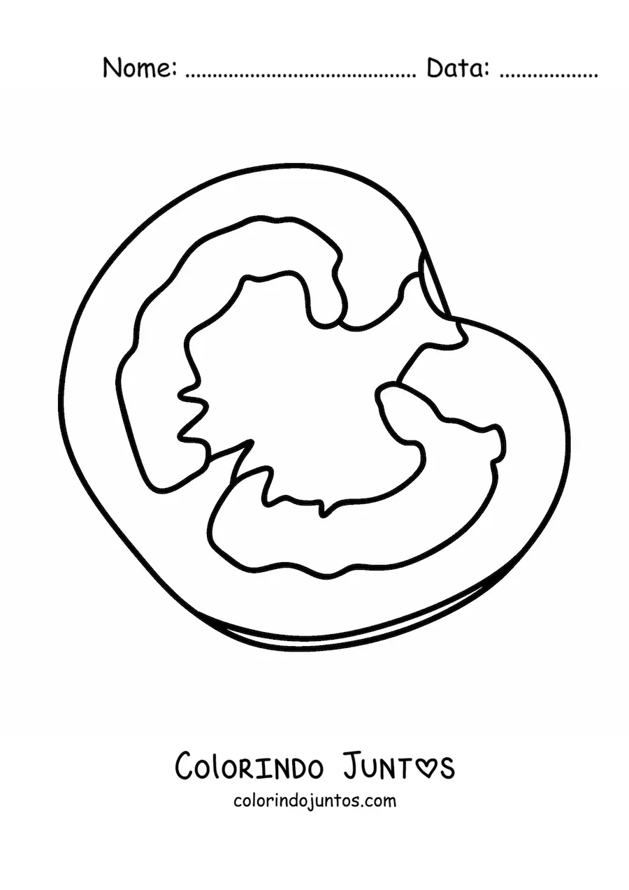 Desenho para colorir de um tomate partido ao meio