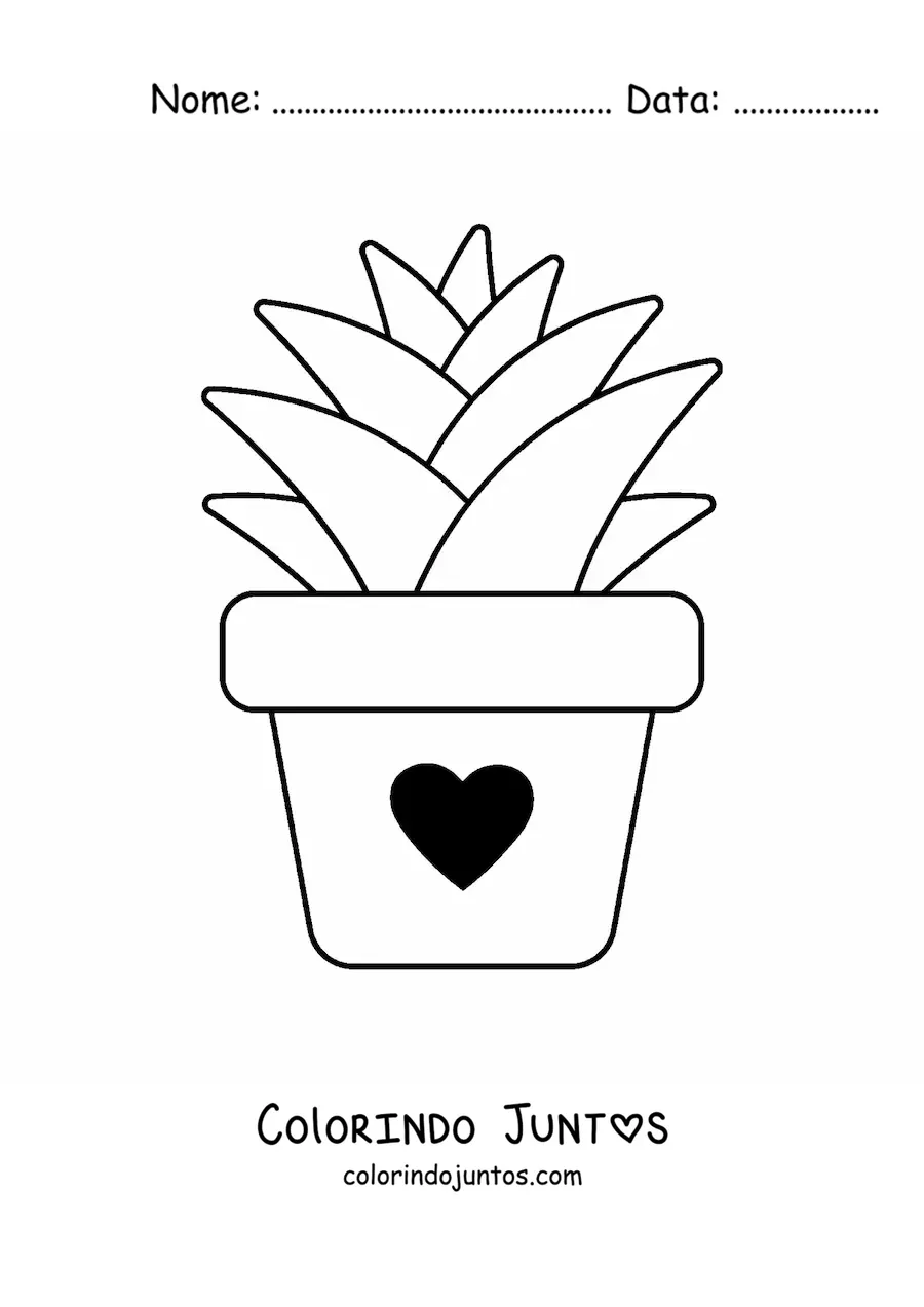 Desenho para colorir de uma planta suculenta em um vaso