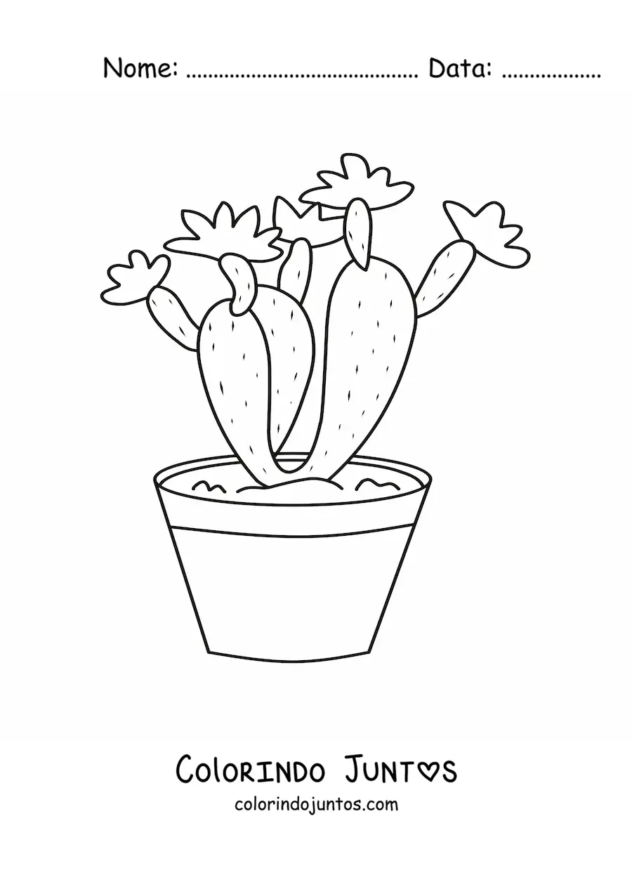 Desenho para colorir de um cacto plantado em um vaso