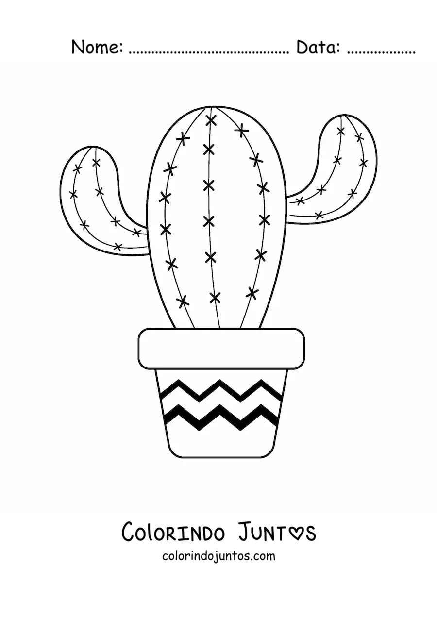 Desenho para colorir de um cacto grande
