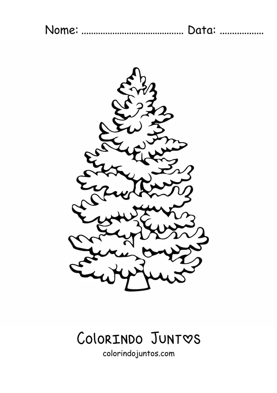 Desenho para colorir de um pinheiro frondoso