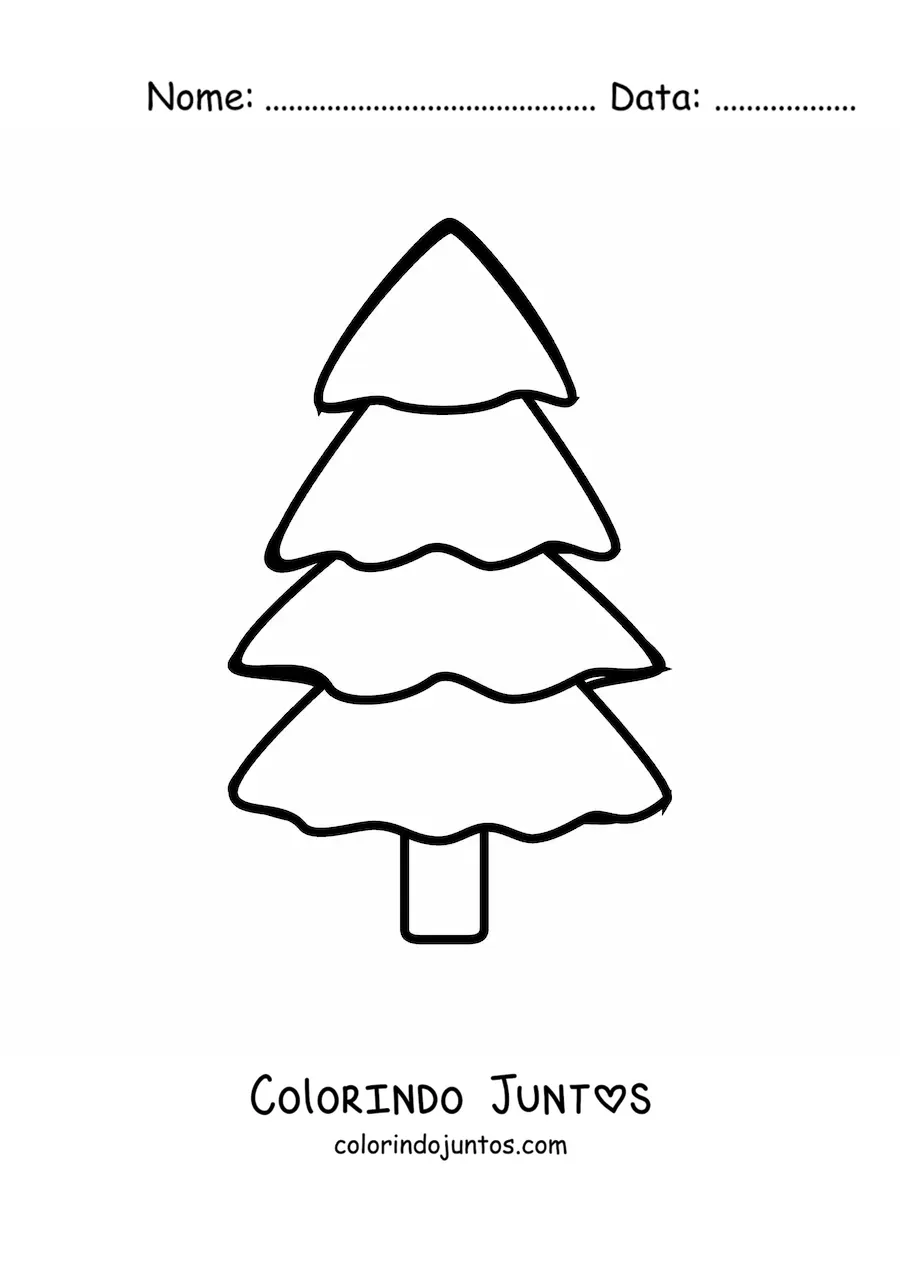 Desenho para colorir de um pinheiro grande simples