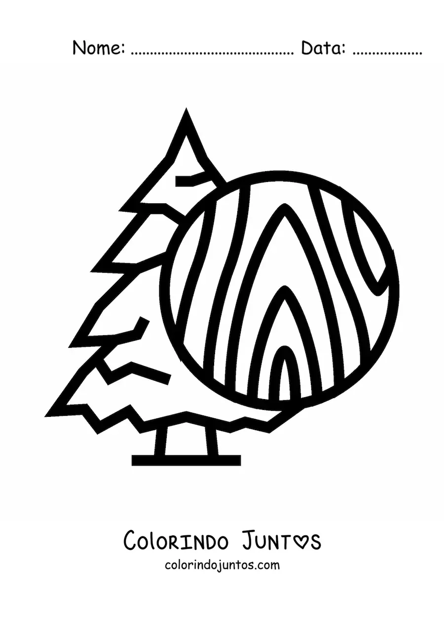 Desenho para colorir de uma madeira de pinho