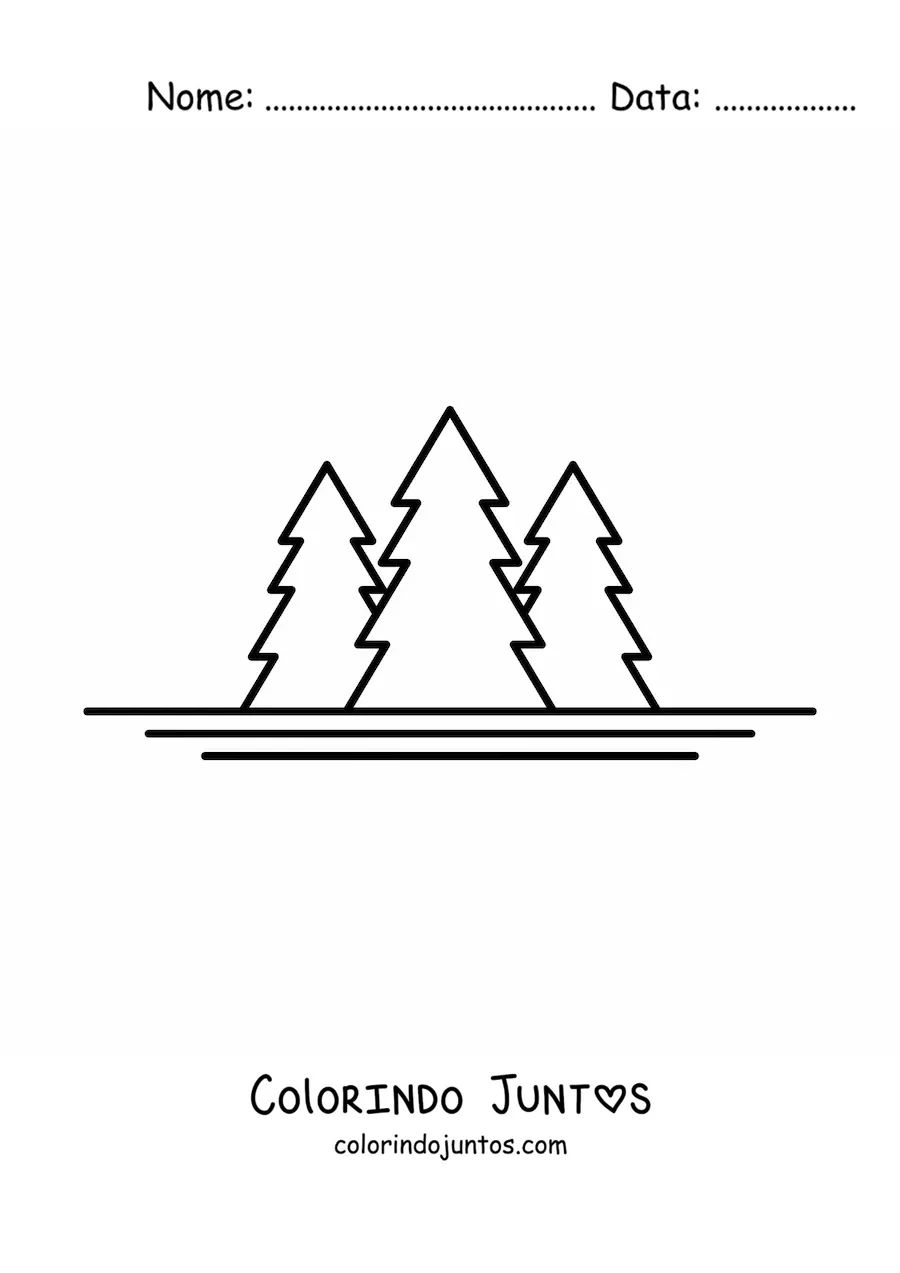 Desenho para colorir de três pinheiros