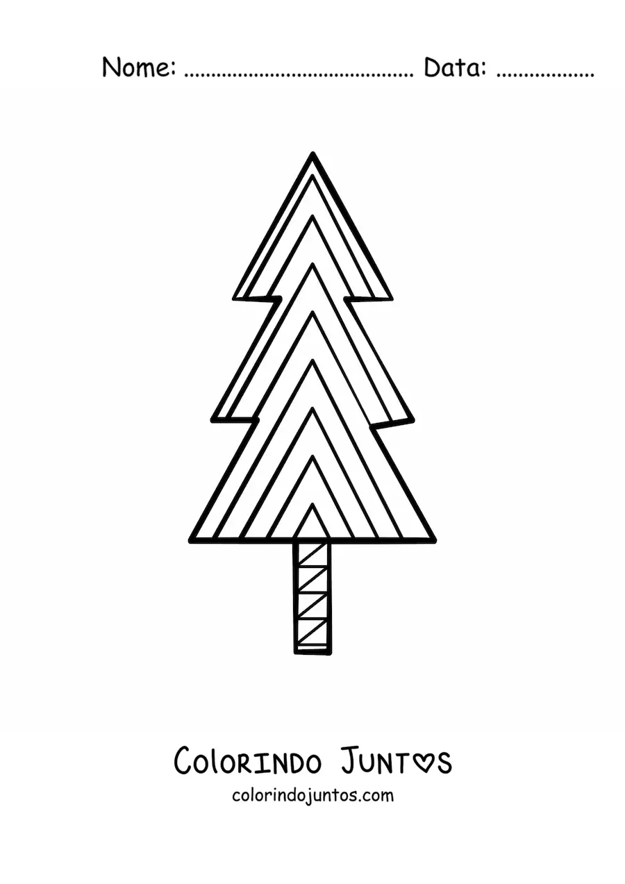Desenho para colorir de um pinheiro desenhado com triângulos
