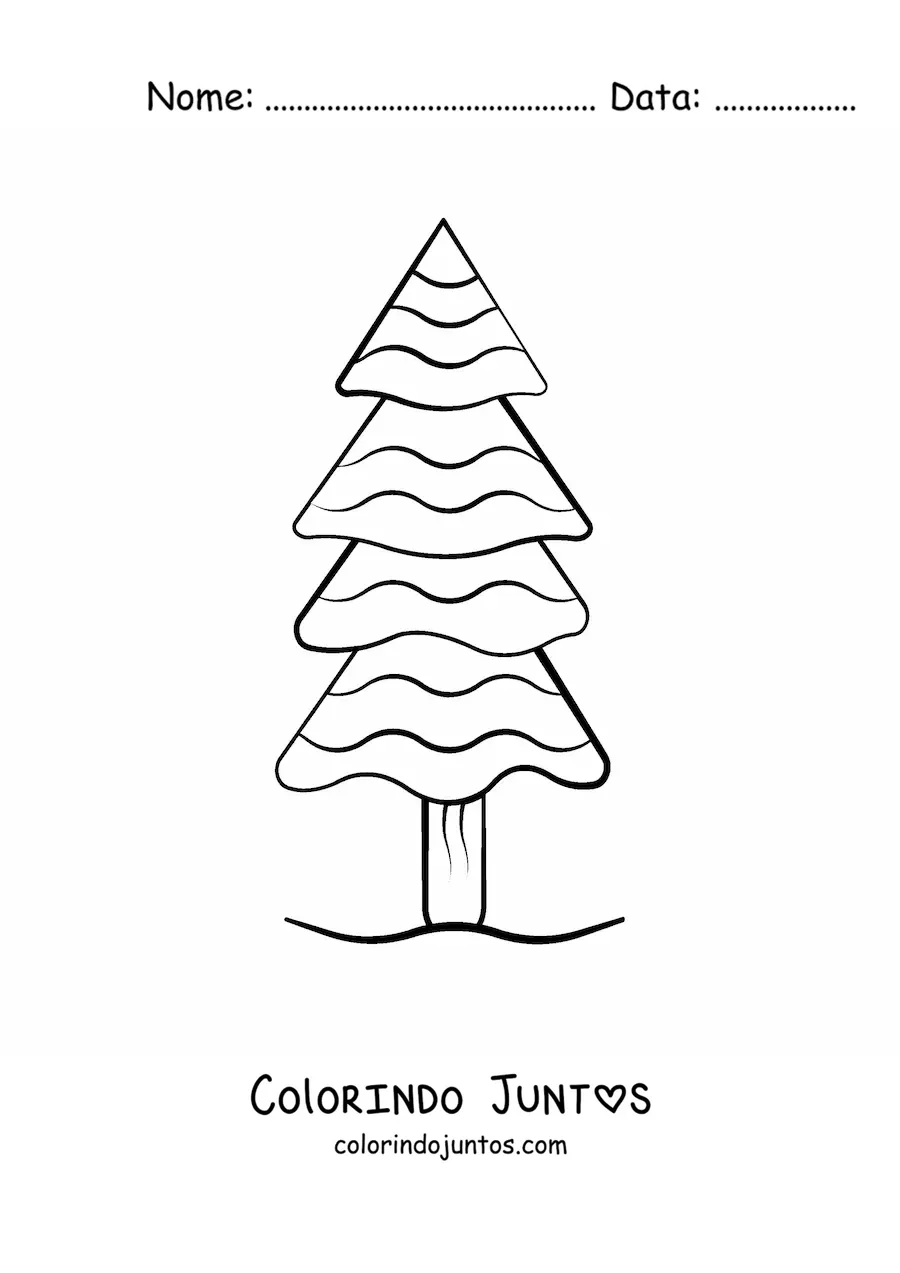 Desenho para colorir de um pinheiro desenhado com listras