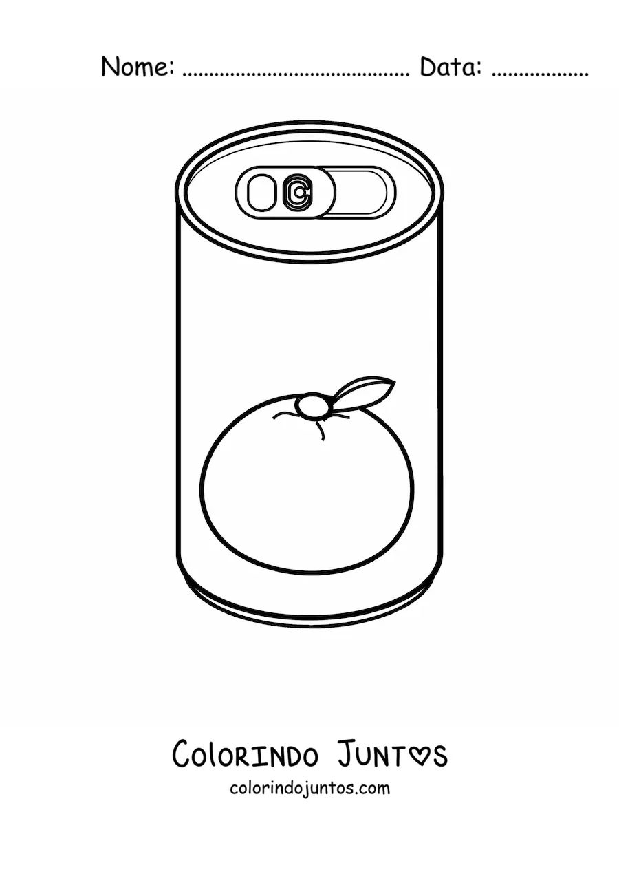 Desenho para colorir de uma lata de refrigerante de laranja