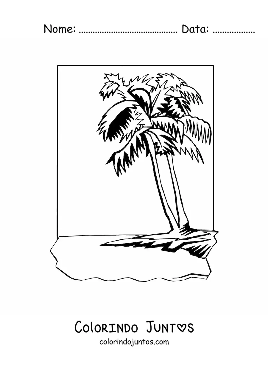 Desenho para colorir de duas palmeiras na praia