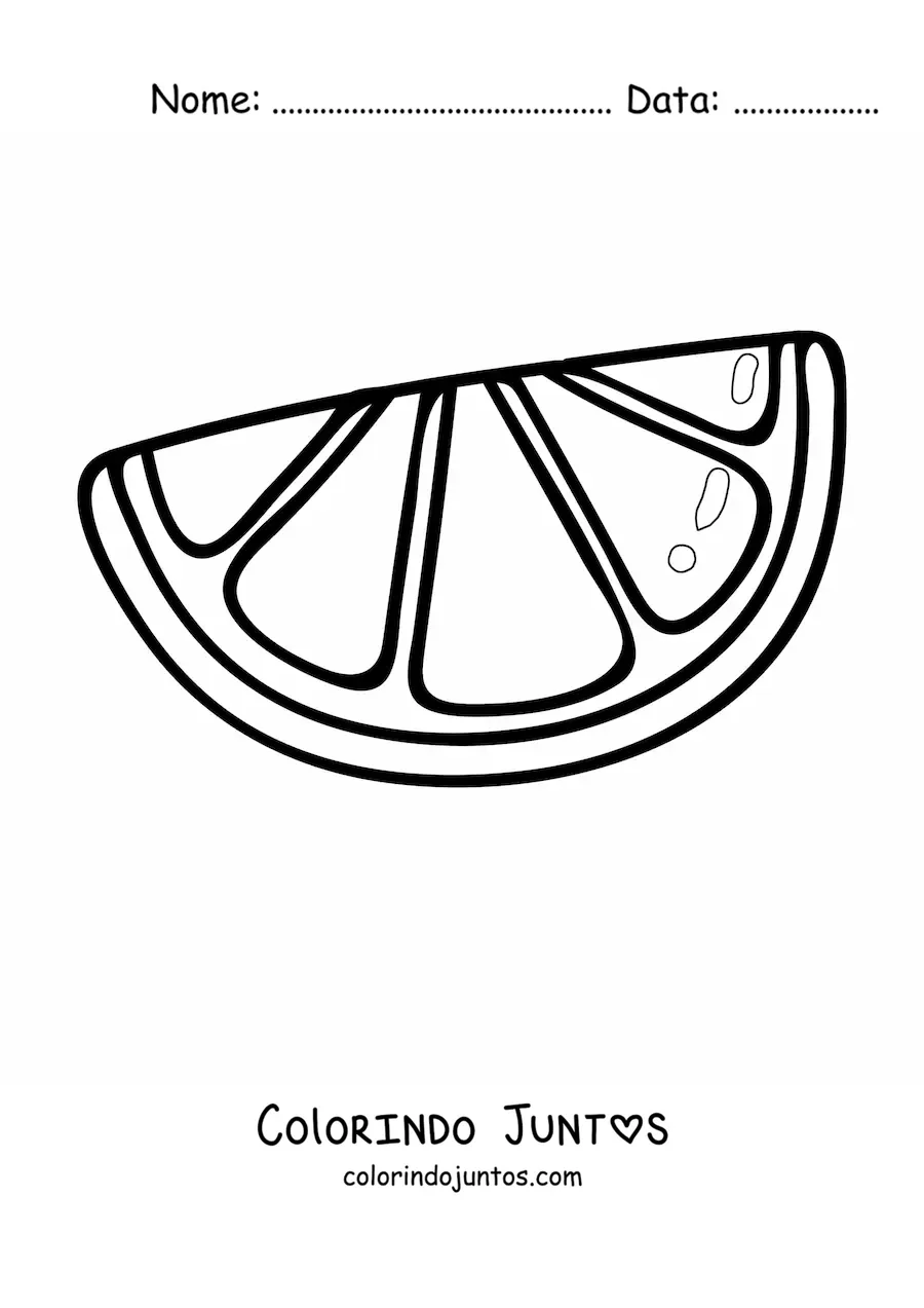 Desenho para colorir de um pedaco de laranja