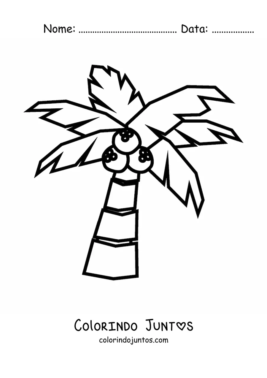Desenho para colorir de um coqueiro
