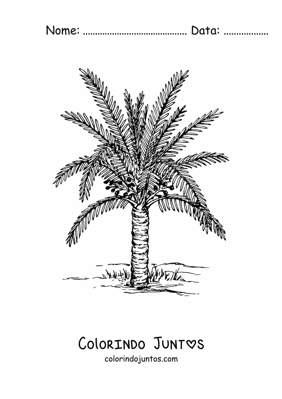 Desenho para colorir de uma palmeira de sagu