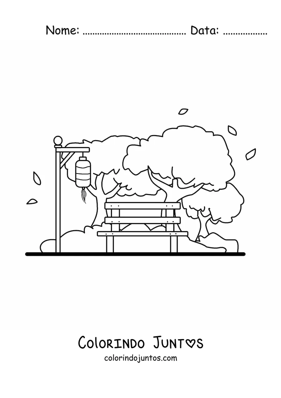 Desenho para colorir de várias cerejeiras japonesas