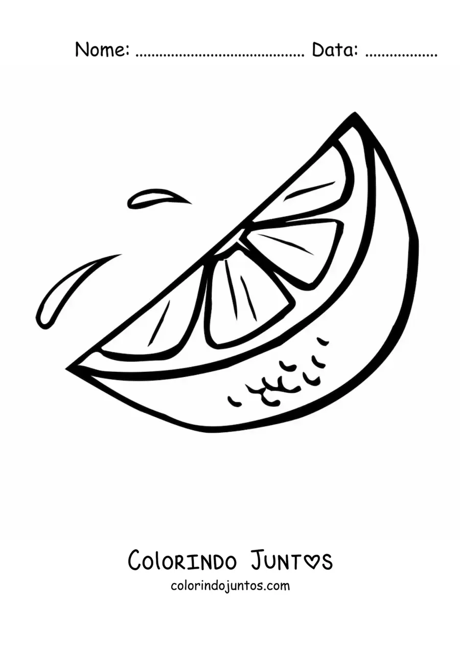 Desenho para colorir de um pedaco de laranja suculento