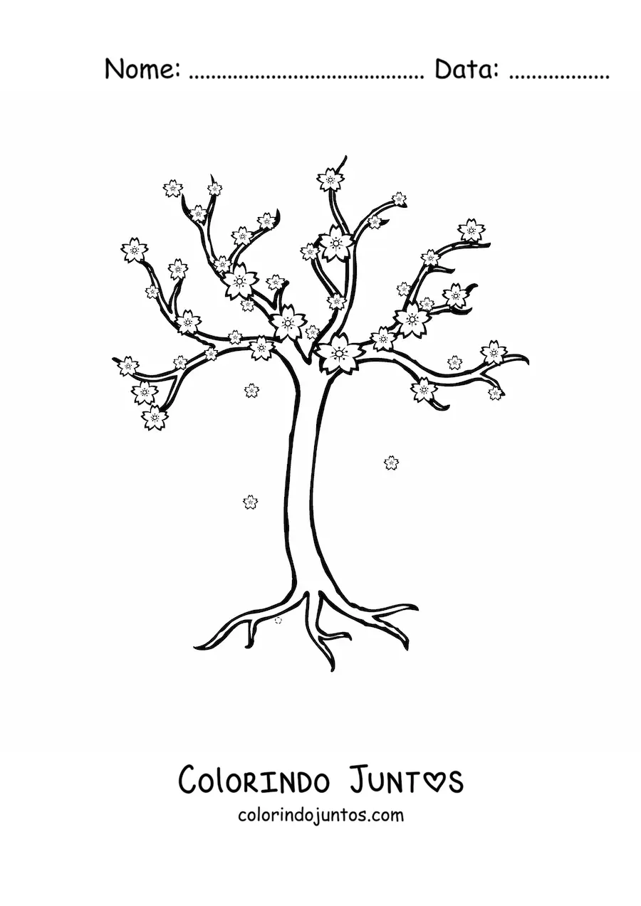 Desenho para colorir de uma cerejeira
