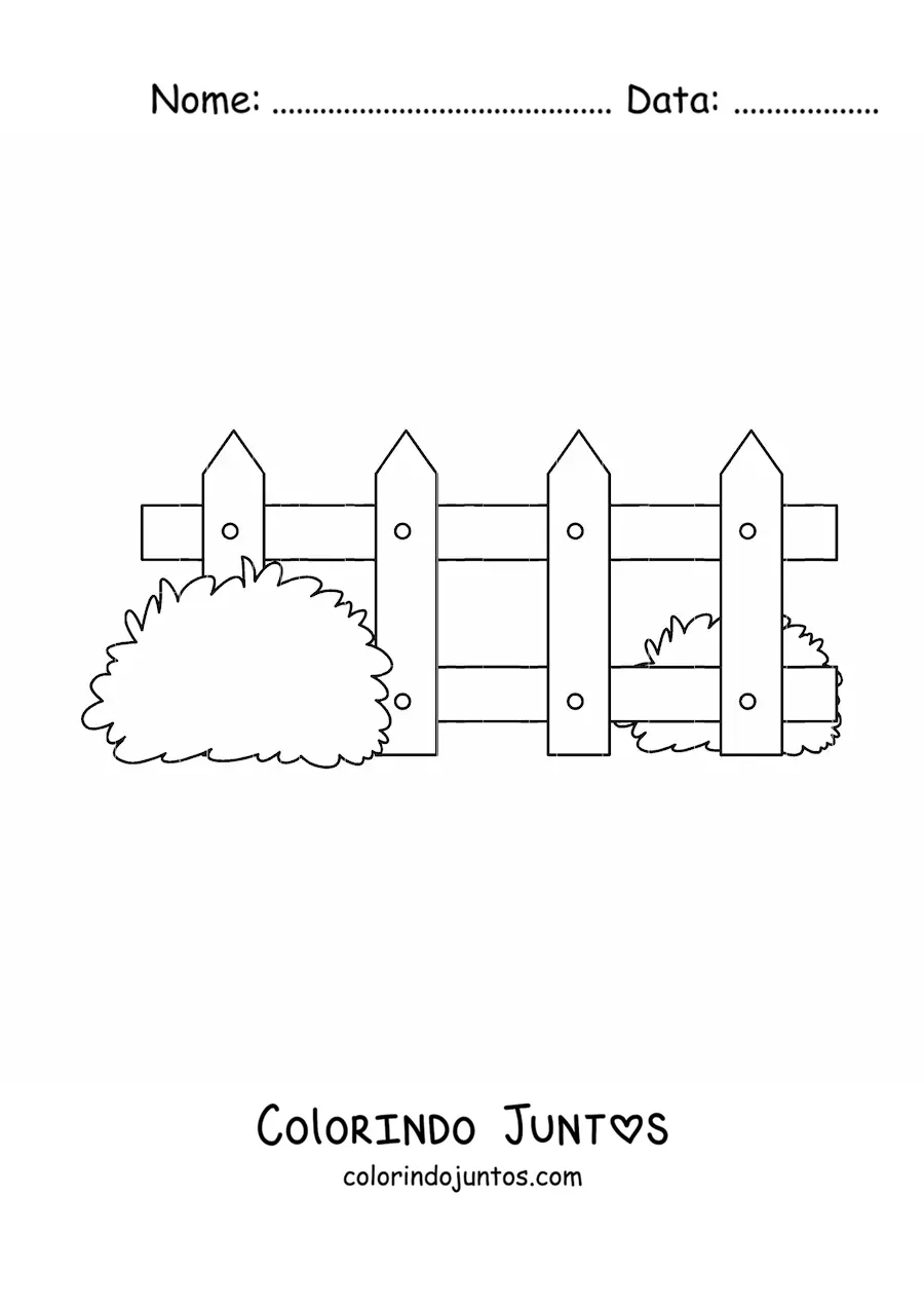 Desenho para colorir de uma cerca e dois arbustos