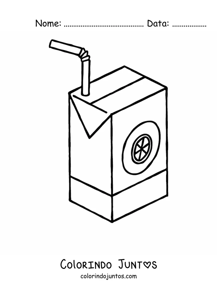 Desenho para colorir de uma embalagem de suco de laranja