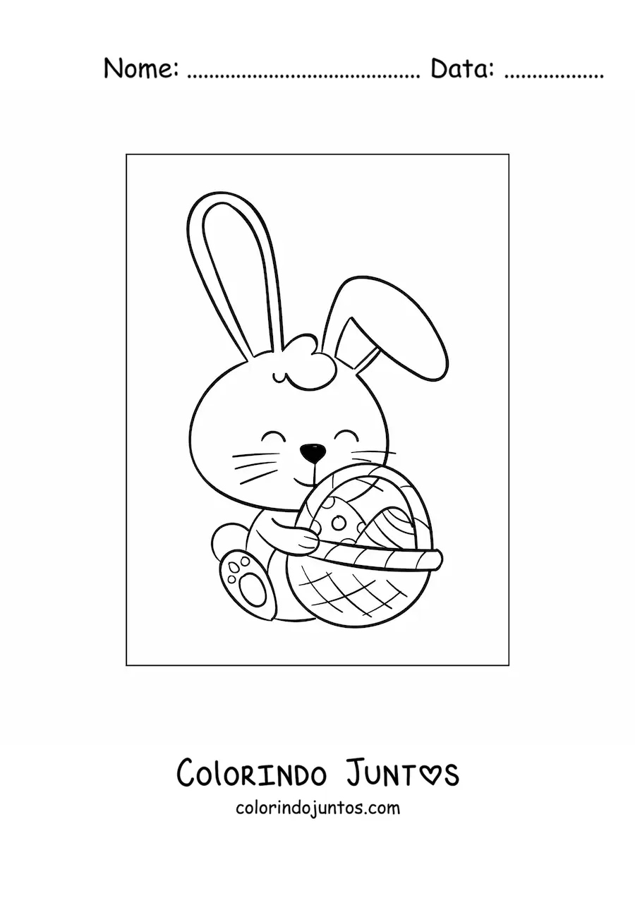 Desenho para colorir do coelho da pascoa animado