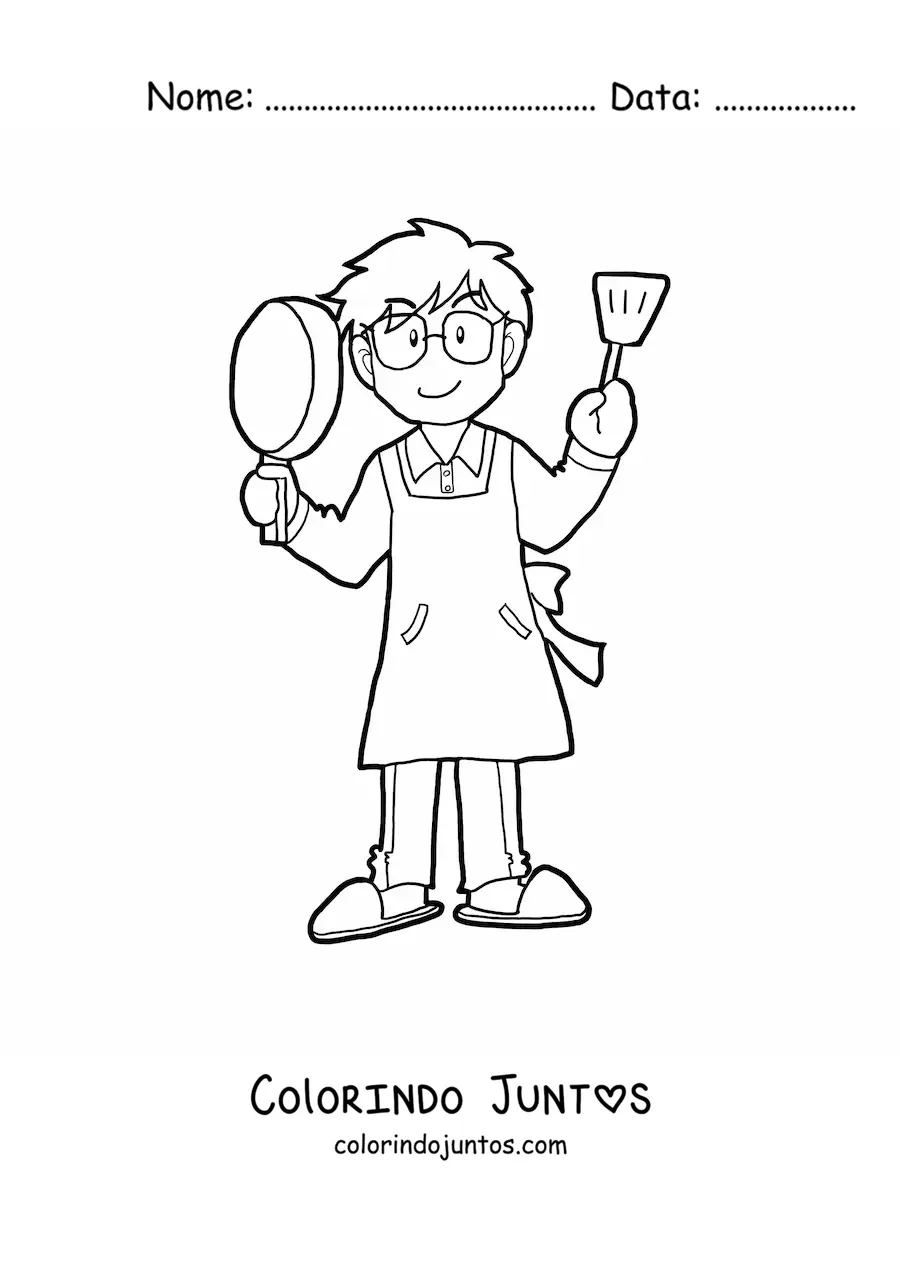 Desenho para colorir de um pai cozinheiro