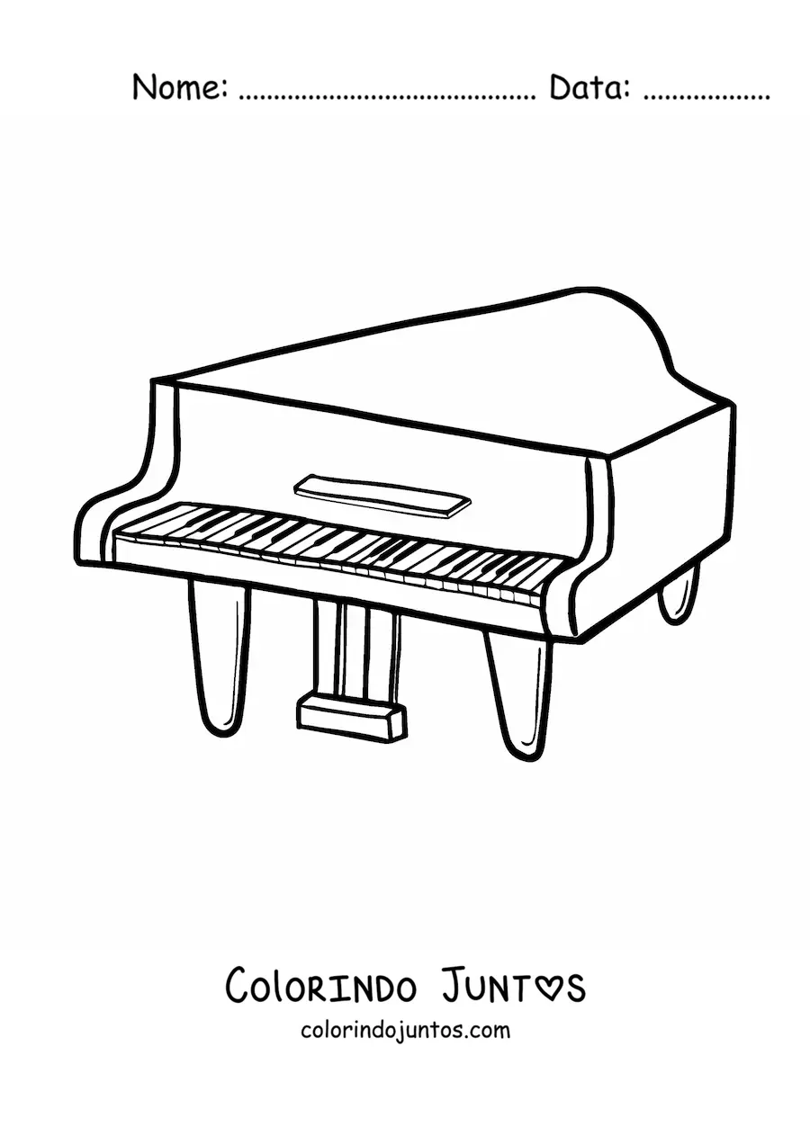 Desenho para colorir de um piano de cauda