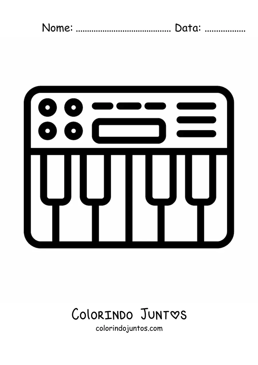 Desenho para colorir de um teclado eletronico