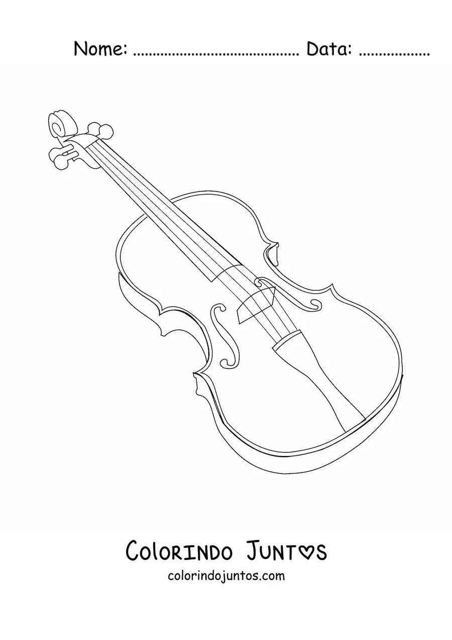Desenho para colorir de um violino realista