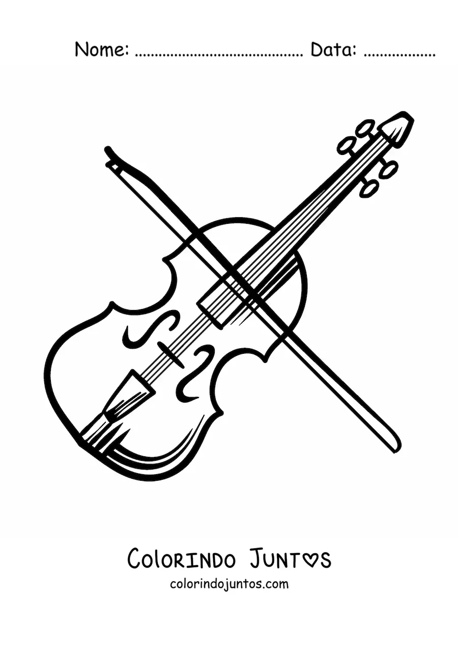 Desenho para colorir de um violino simples