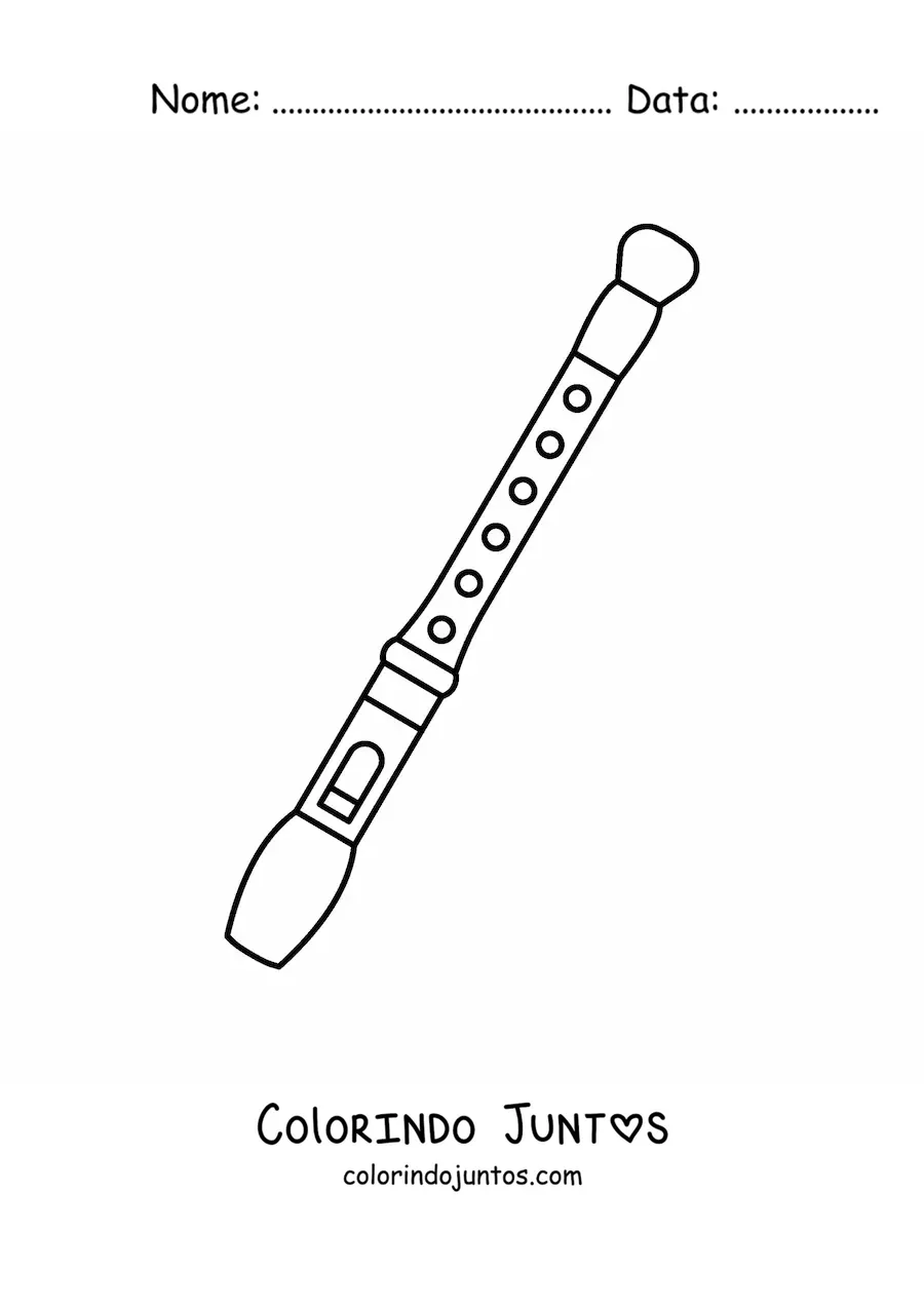 Desenho para colorir de uma flauta doce simples