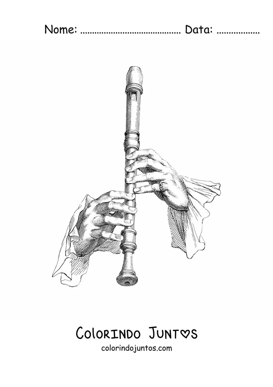 Desenho para colorir de uma flauta doce realista